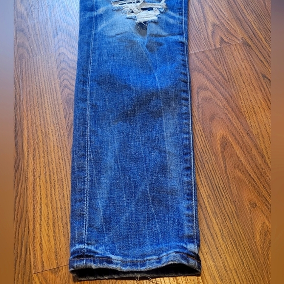 American Eagle Mens W31L34 Athletic Airflex + Temp Tech Dark Was Ripped Jeans - Picture 2 of 6